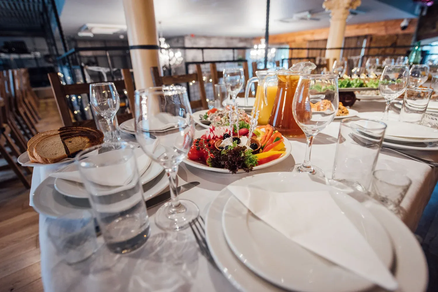 A catered table laid by Dnister